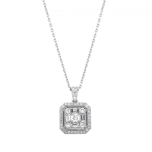 0.45 kt. Diamant-Baguette-Halskette